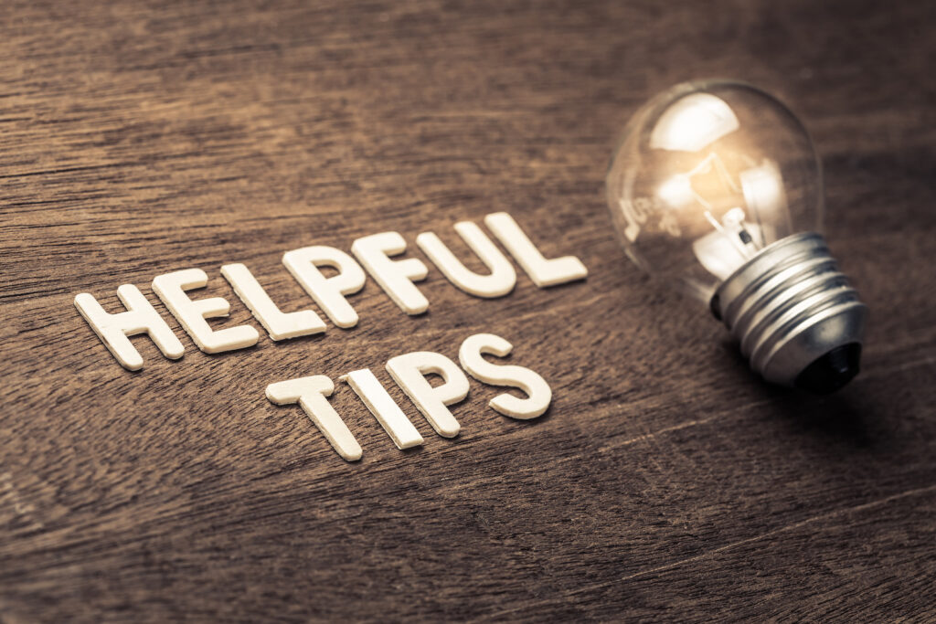 Image of the words helpful tips and a lightbulb.