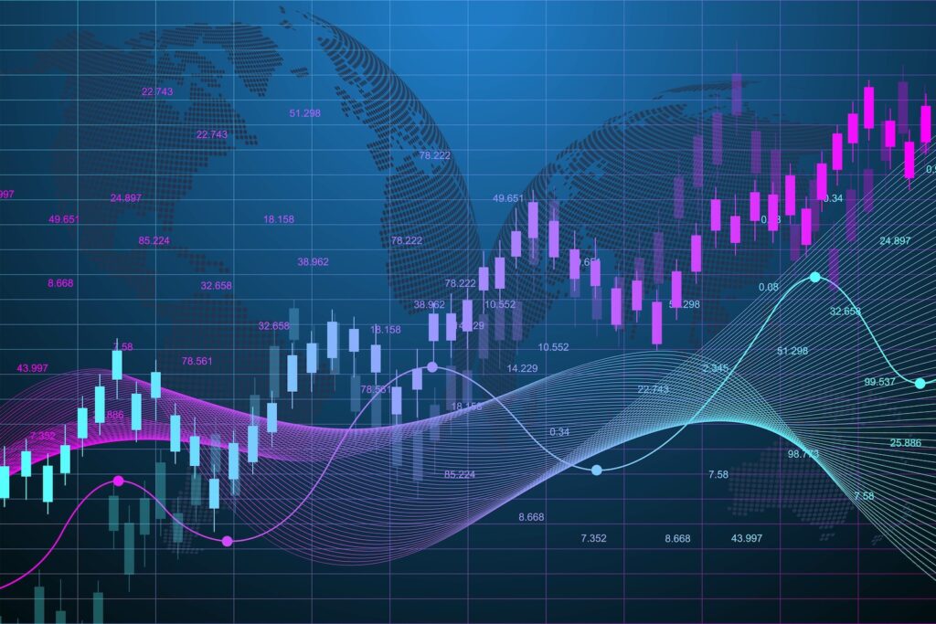 Image of a graph or forex trading.