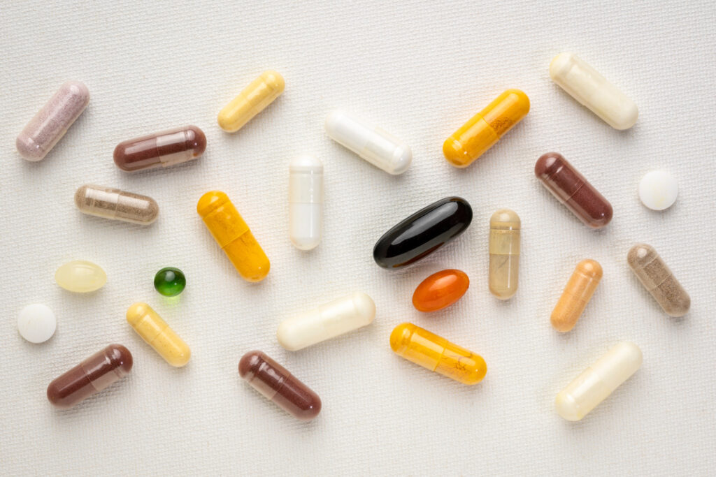 image of various vitamins and supplements.