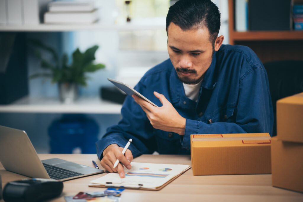 Image of a man with an online business.