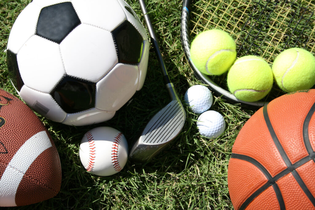 Image of various sports equipment.