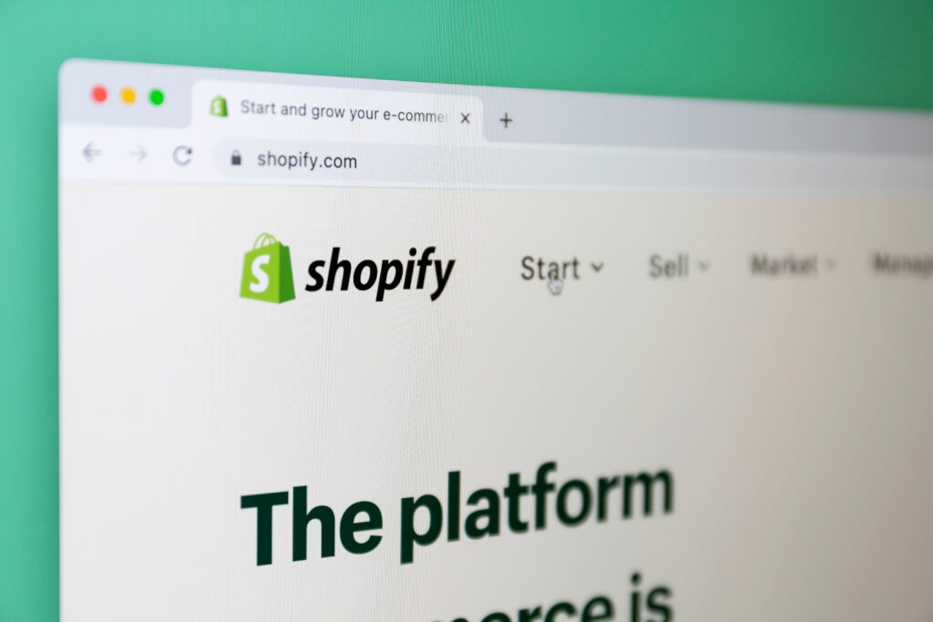 Image of the Shopify homepage.